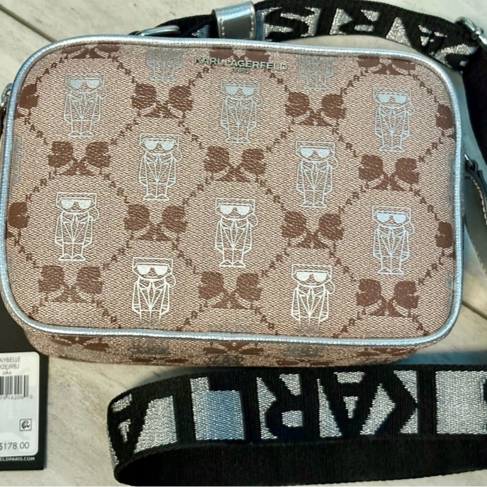Karl Lagerfeld Silver and Brown Belt Bag